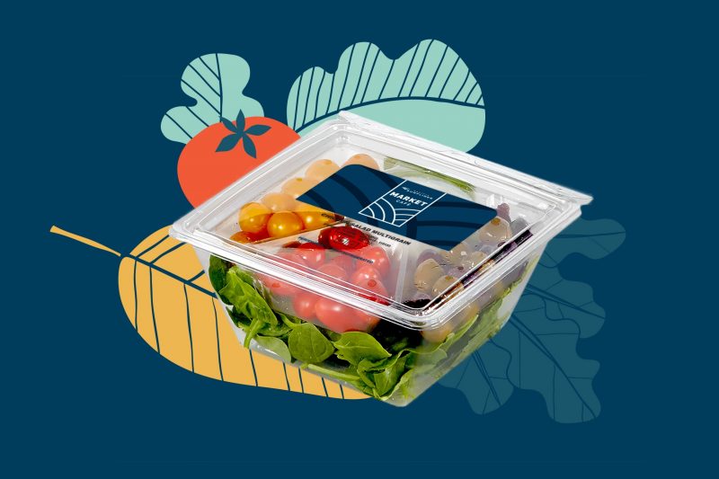 Food containers mockup with Market Cafe new logo