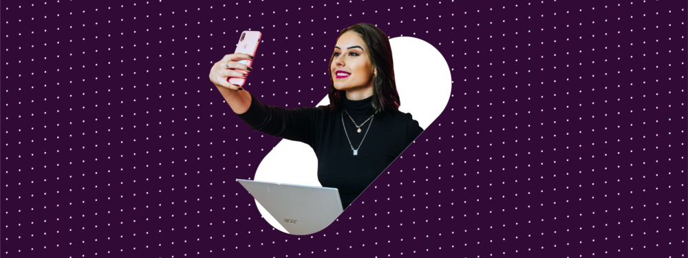 Pixel illustration and image of influencer