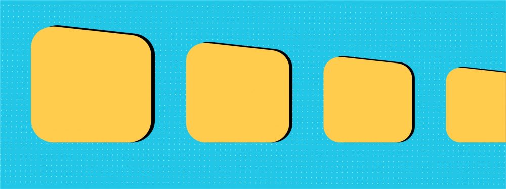 Graphic design with yellow squares on blue background