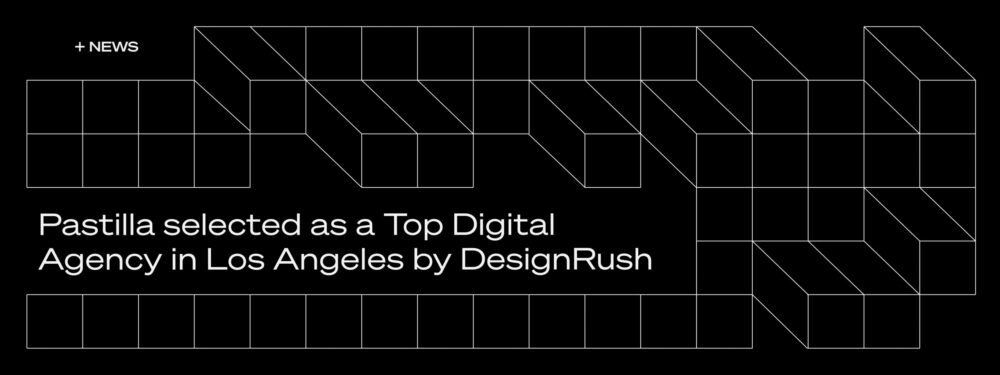 Graphics on a black background created from squares