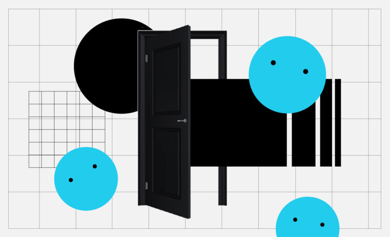 door open circles and grids illustration